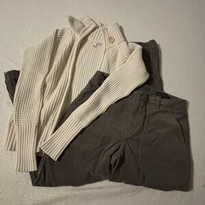 Banana Republic Bundle‎ Small- Ivory Zip Cardigan and Chocolate Corduroy Joggers